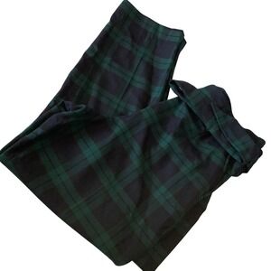 Talbots Black Watch Plaid Ankle Pants Green Navy Tartan Tie Waist Trousers 12